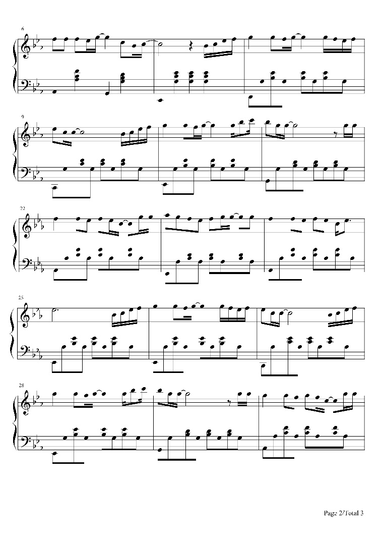 千千阙歌钢琴谱