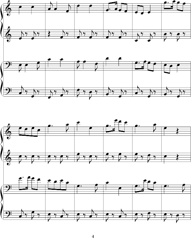 《保卫黄河》四手联弹钢琴谱