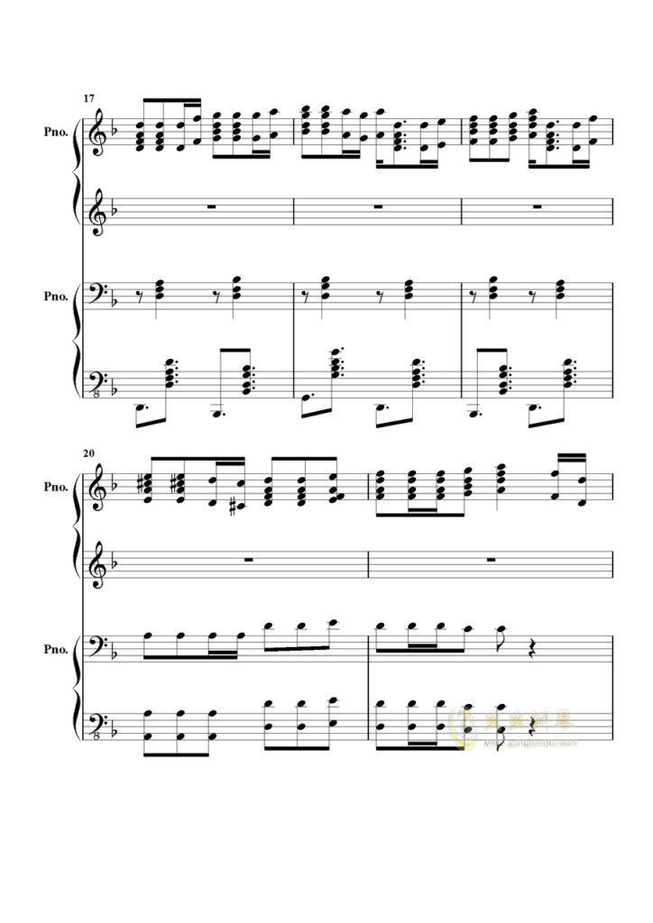 《加勒比海盗》 四手联弹 钢琴谱