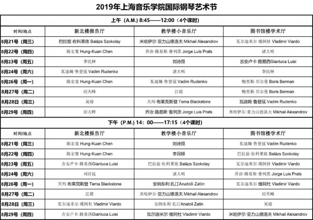 2019上海音乐学院国际钢琴艺术节