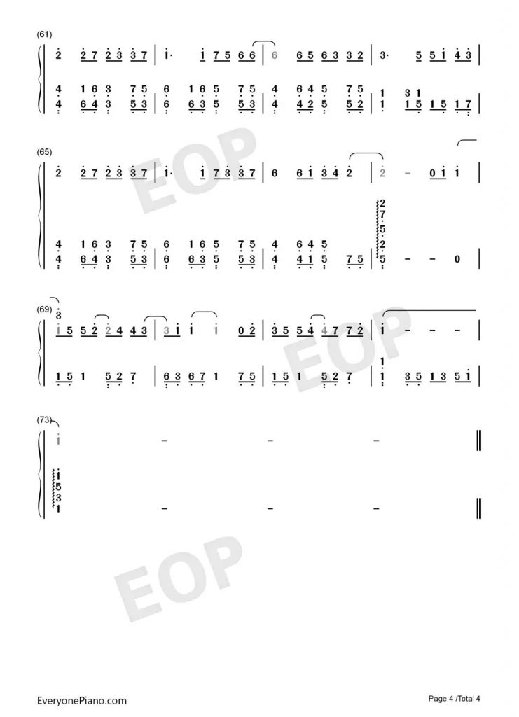 《那女孩对我说》钢琴数字简谱