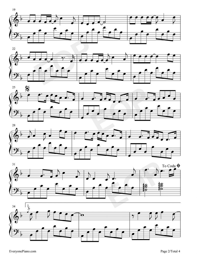 李荣浩《麻雀》钢琴谱