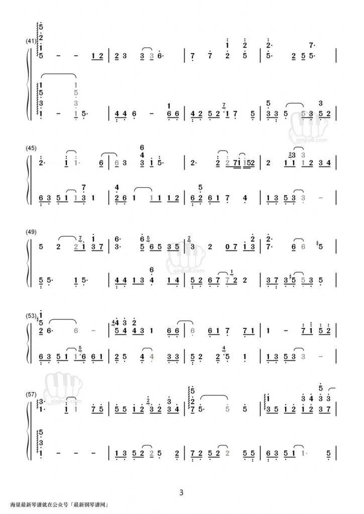 《这一生关于你的风景》钢琴数字简谱