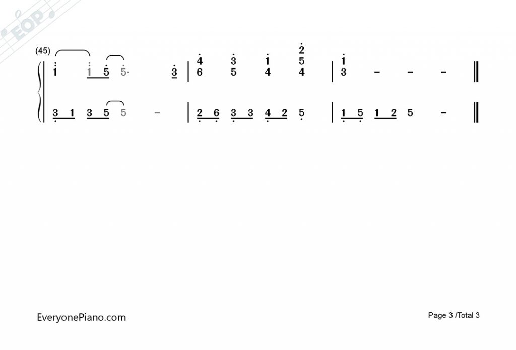 蓝色生死恋插曲reason钢琴数字简谱