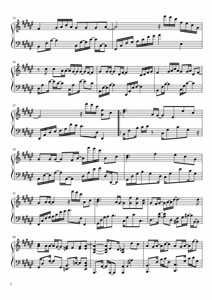 曲尽陈情钢琴谱