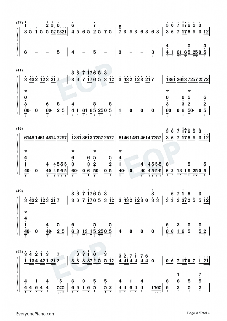 Avem 钢琴数字简谱