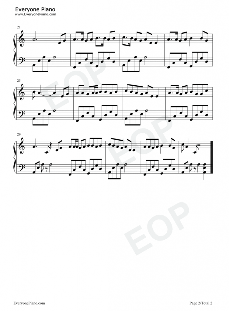 一个人挺好 钢琴谱