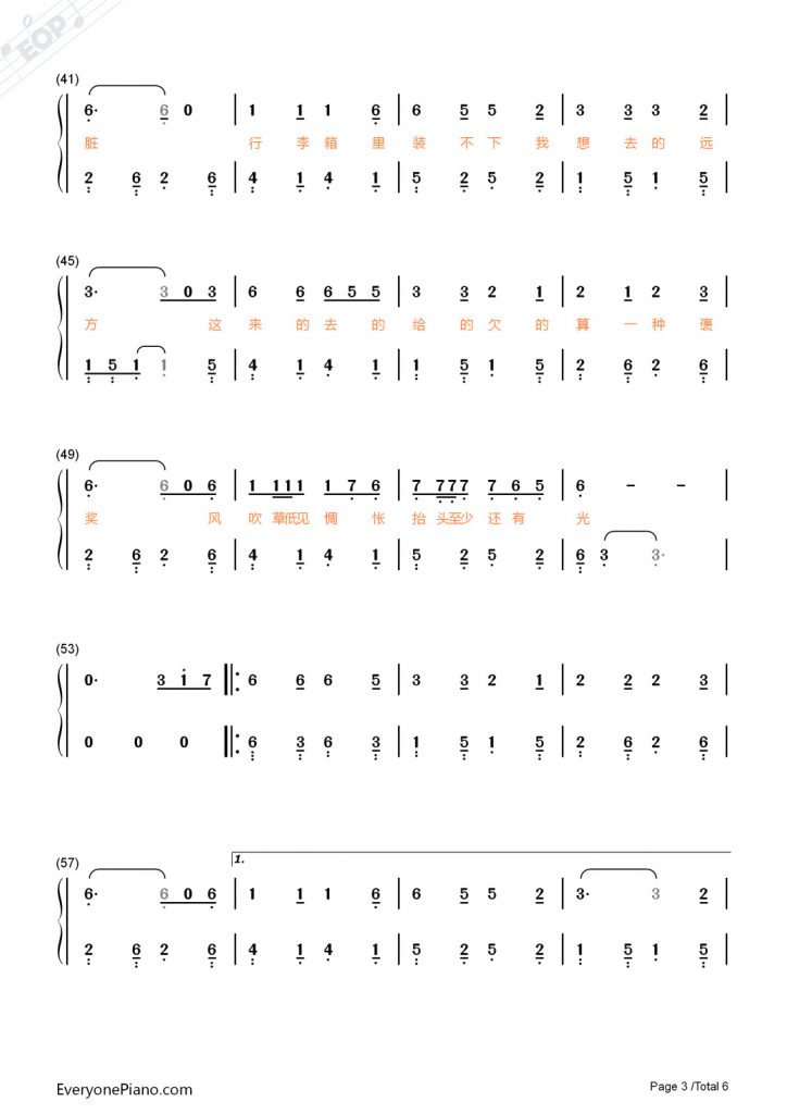 毛不易《牧马城市》 钢琴数字简谱-《老男孩》片尾曲