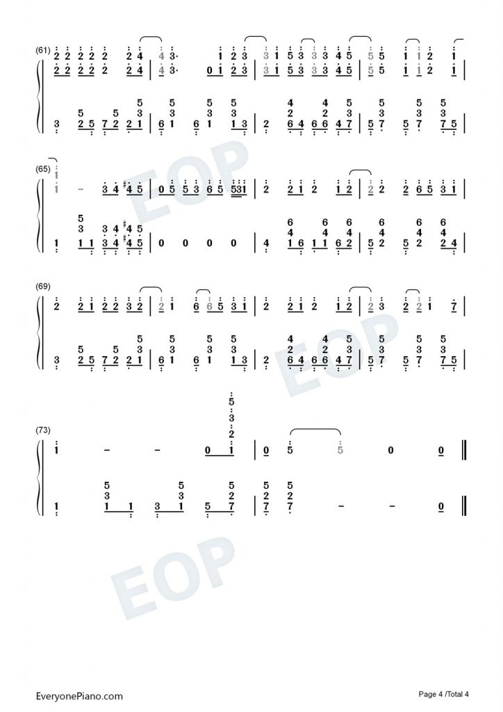 Summertime-夏日时光 钢琴数字简谱-史上最甜的日语歌-抖音热歌