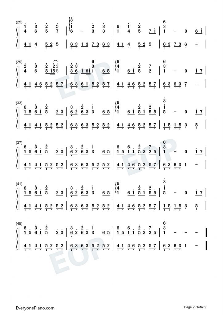 抖音热歌谪仙钢琴数字简谱