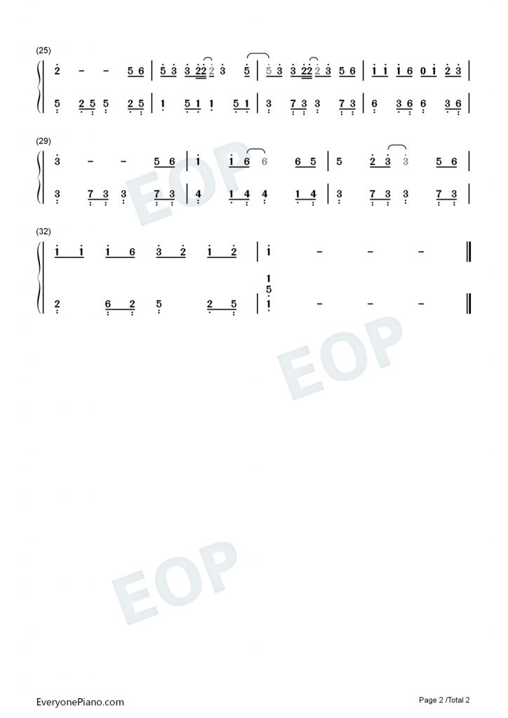 再见只是陌生人 钢琴数字简谱 – 抖音热歌