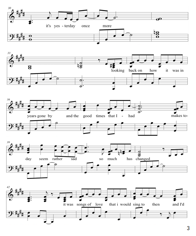 yesterday once more 昨日重现钢琴谱