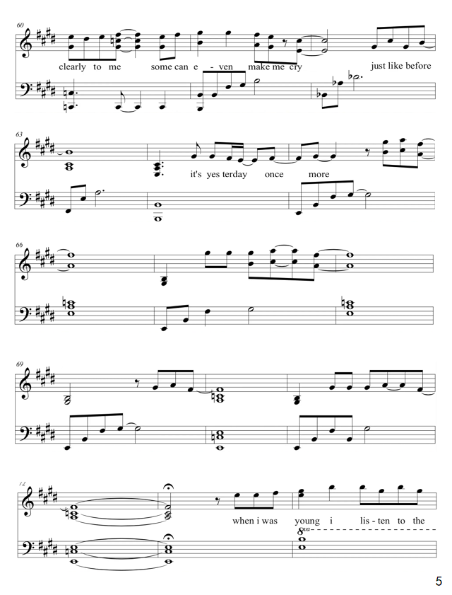 yesterday once more 昨日重现钢琴谱