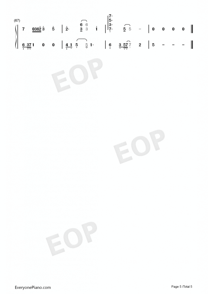 云与海 钢琴数字简谱-如果世间万物能跨越能相爱也能成全云与海-抖音热歌