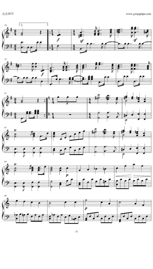 婚礼进行曲 钢琴谱-门德尔松