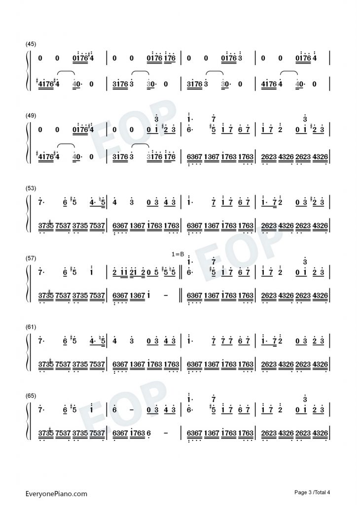 夜的第七章 钢琴数字简谱-周杰伦