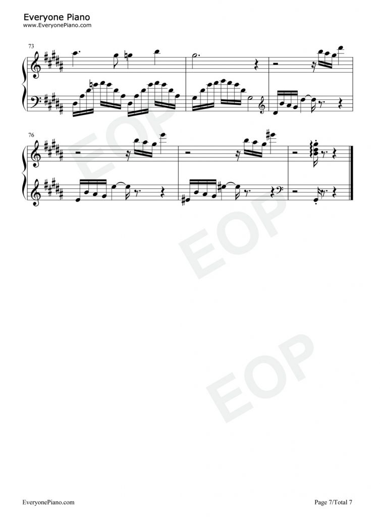 夜的第七章 钢琴谱-周杰伦