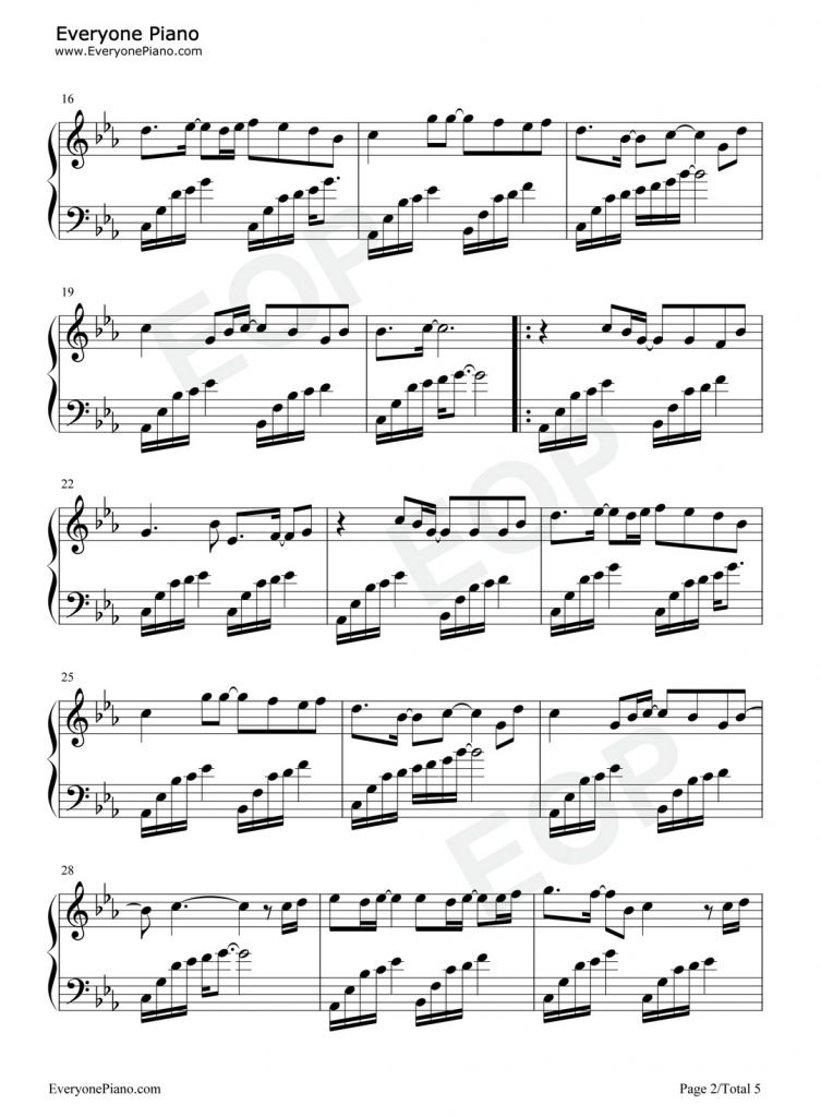 晚夜微雨问海棠 钢琴谱