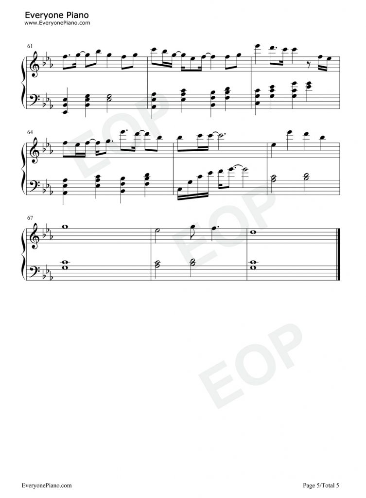 晚夜微雨问海棠 钢琴谱