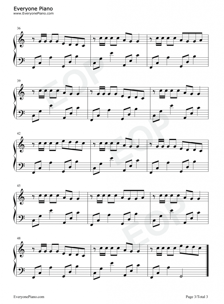 放飞 钢琴谱-简单版-赘婿主题曲 – 许嵩