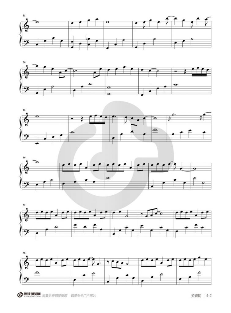 关键词 钢琴谱 - 林俊杰