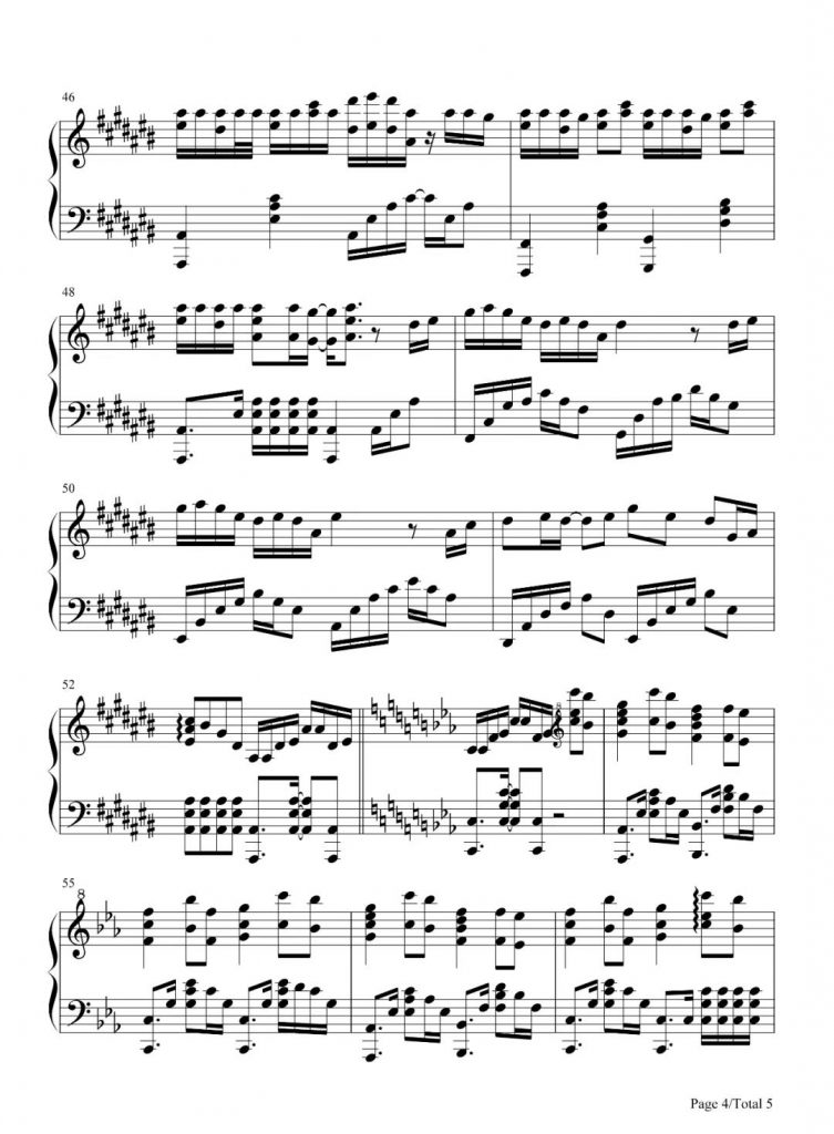 海底 钢琴谱-凤凰传奇翻唱改编版