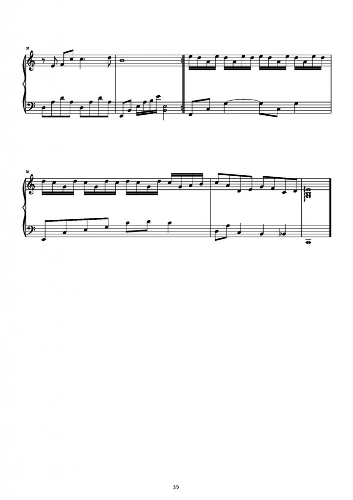 时光洪流 钢琴谱-C调简易版-程响