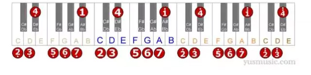 A#、Bb大调音阶  钢琴简谱表