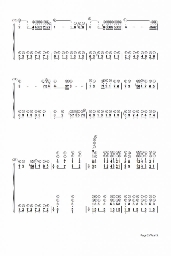 秋日私语 钢琴双手数字简谱-C调简单带指法版-理查德·克莱德曼