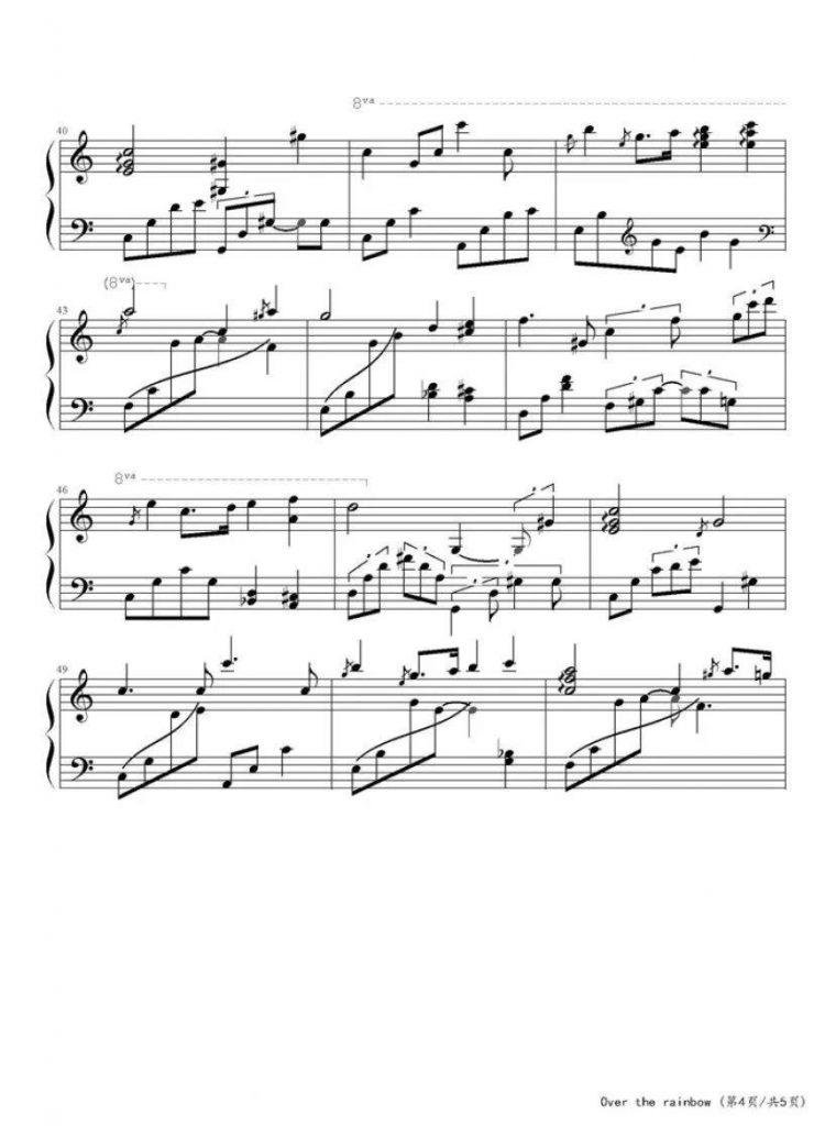Over the rainbow 钢琴谱-《绿野仙踪》主题曲