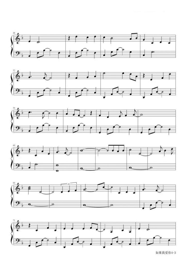 如果我爱你 钢琴谱 - 电视剧《春风十里不如你》片头曲