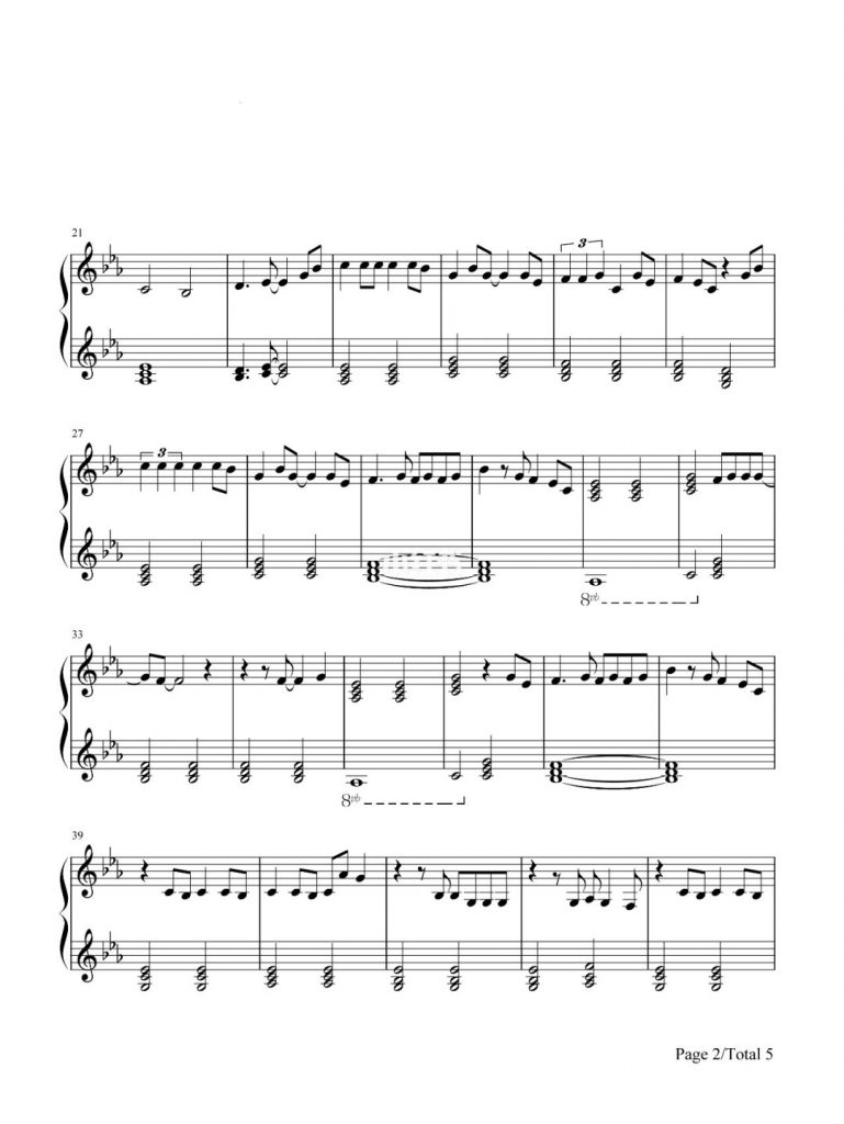 Dream It Possible 我的梦 钢琴五线谱 - 张靓颖