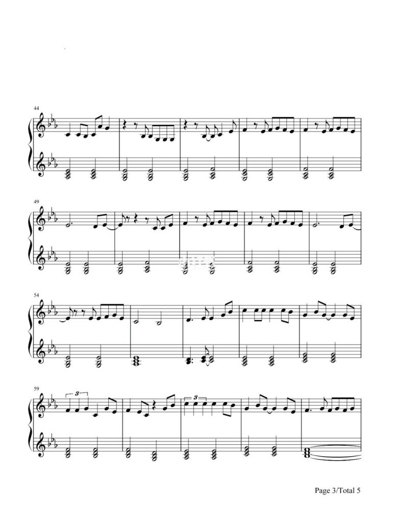 Dream It Possible 我的梦 钢琴五线谱 - 张靓颖