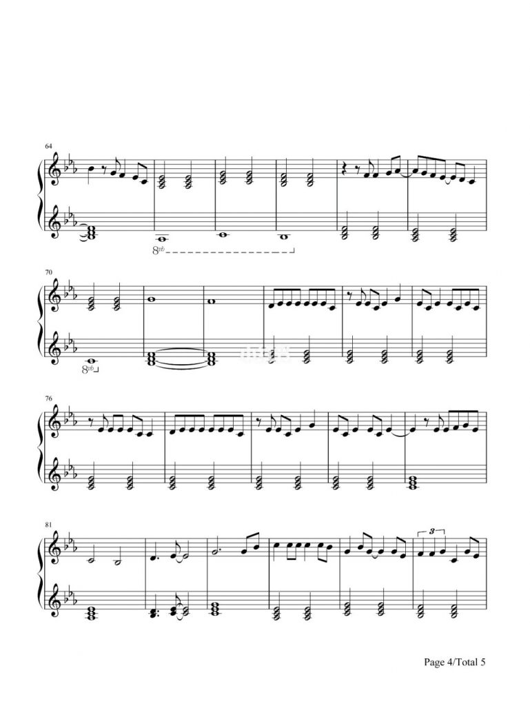 Dream It Possible 我的梦 钢琴五线谱 - 张靓颖